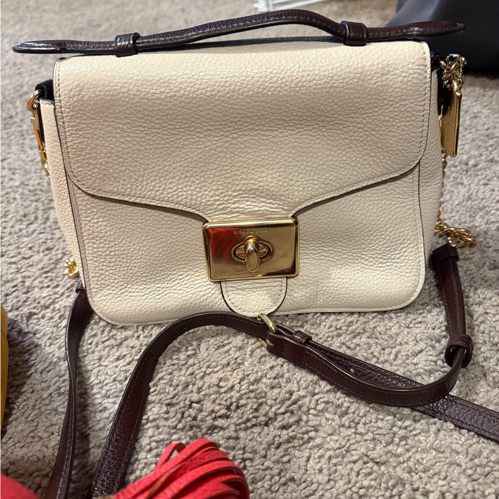 Coach Cream and Brown Crossbody Bag